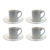 Jogo 4 Xícaras para Café com Pires Rammoudie Borboleta New Bone Borda Dourada 100ml 8 Peças - Ela Decora